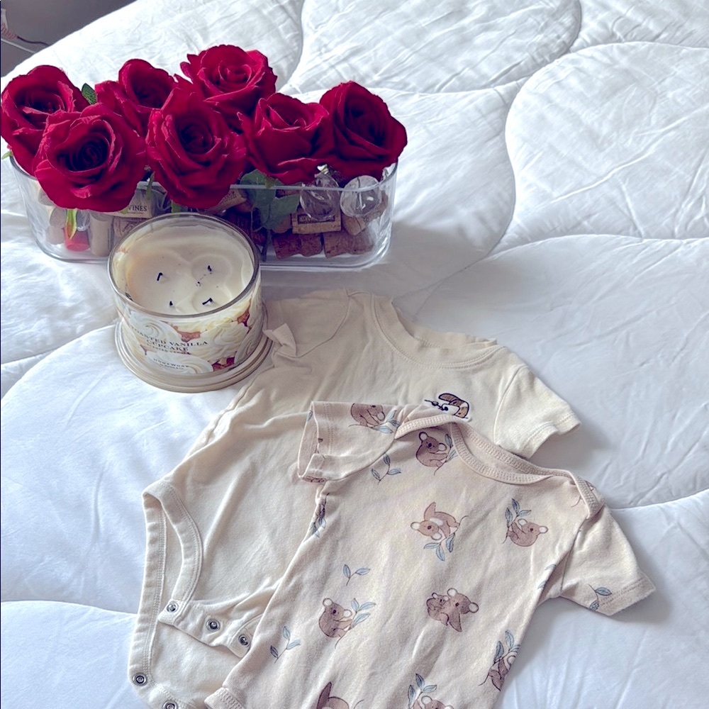 Adorable Baby Onesies Set in Cream and Tan